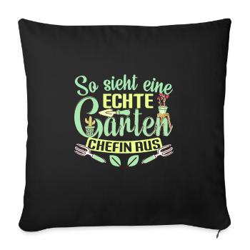 Hobbygärtnerin Gärtnerin Garten Chefin - Sofakissenbezug 45 x 45 cm - Schwarz - Vorne