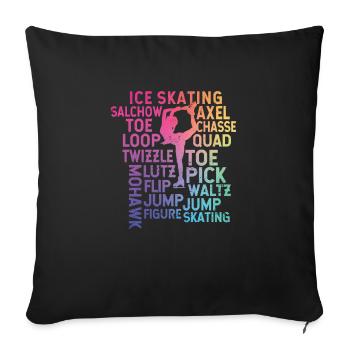 Ice Skating Theme Rainbow Typography Funny - Sofa pillowcase 17,3'' x 17,3'' (45 x 45 cm) - black - Front