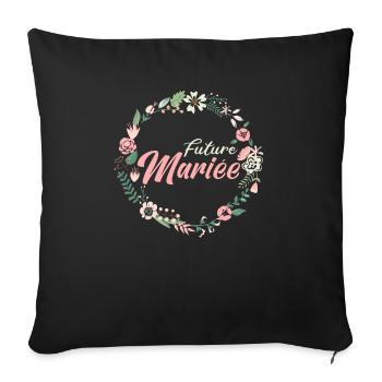 Future Mariée Enterrement Vie De Jeune Fille EVJF - Housse de coussin décorative 45 x 45 cm - noir - Devant
