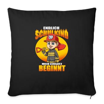 Endlich Schulkind Mein Einsatz Beginnt Shirt - - Sofakissenbezug 45 x 45 cm - Schwarz - Vorne