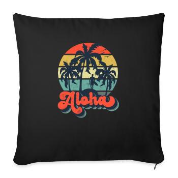 Aloha Hawaiian Island Palm Beach Surfboard Surf - Sofa pillowcase 17,3'' x 17,3'' (45 x 45 cm) - black - Front