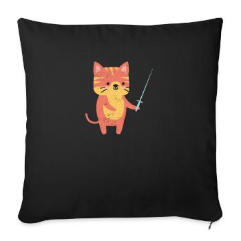 Cat Fencing Funny Cats Lovers Kittens - Sofa pillowcase 17,3'' x 17,3'' (45 x 45 cm) - black - Front