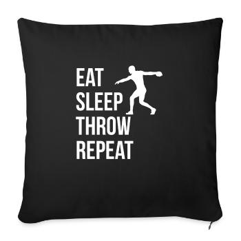 Manger Dormir Lancer Répéter Discus Wurf Chemise - Housse de coussin décorative 45 x 45 cm - noir - Devant