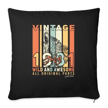 Année de construction 1981 en juillet - Housse de coussin décorative 45 x 45 cm - noir - Devant