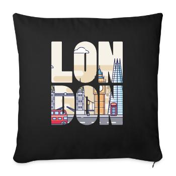 Londres - Housse de coussin décorative 45 x 45 cm - noir - Devant