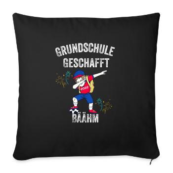 Grundschüler Fußballer Abgänger Grundschule - Sofakissenbezug 45 x 45 cm - Schwarz - Vorne