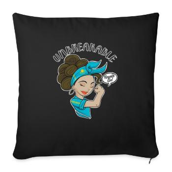 Fille kazakhe incassable I Héritage kazakh I - Housse de coussin décorative 45 x 45 cm - noir - Devant