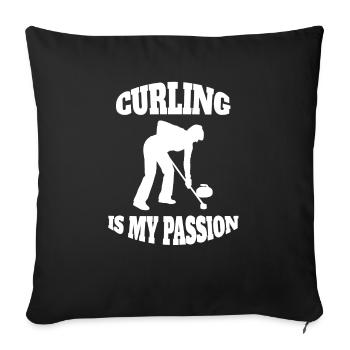 Curling Stone Curl curler Curling Stone Cadeau - Housse de coussin décorative 45 x 45 cm - noir - Devant
