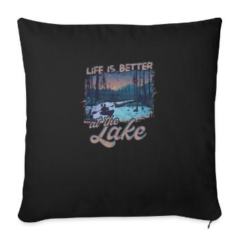 Life is better at the lake - River Kayaking - Sofa pillowcase 17,3'' x 17,3'' (45 x 45 cm) - black - Front
