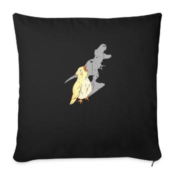 Screaming cockatiel with a dinosaur shadow - - Sofa pillowcase 17,3'' x 17,3'' (45 x 45 cm) - black - Front