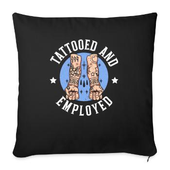 Tatoué et employé tatouage tatouage encre junkie - Housse de coussin décorative 45 x 45 cm - noir - Devant
