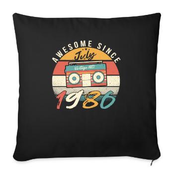 Année de construction 1986 en juillet - Housse de coussin décorative 45 x 45 cm - noir - Devant