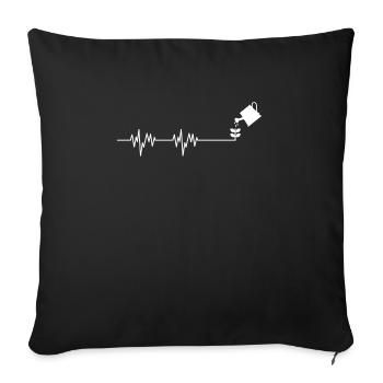 Heartbeat Heartline Heart Rate Arrosoir - Housse de coussin décorative 45 x 45 cm - noir - Devant