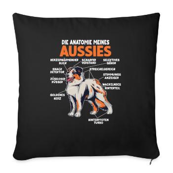 Australian Shepherd Aussie Anatomie Aussie - Sofakissenbezug 45 x 45 cm - Schwarz - Vorne