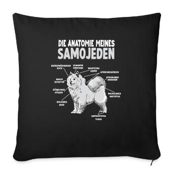 Samojede Anatomie Witziges Hundehalter Gassi - Sofakissenbezug 45 x 45 cm - Schwarz - Vorne