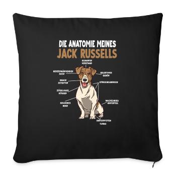 Jack Russell Anatomie lustiges Hundehalter Gassi - Sofakissenbezug 45 x 45 cm - Schwarz - Vorne