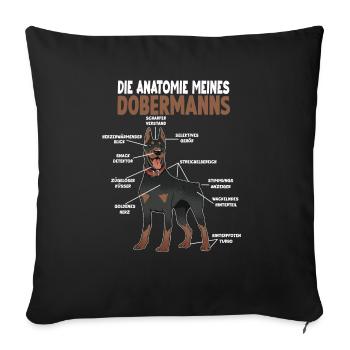 Dobermann Anatomie lustiges Hundehalter Gassi - Sofakissenbezug 45 x 45 cm - Schwarz - Vorne