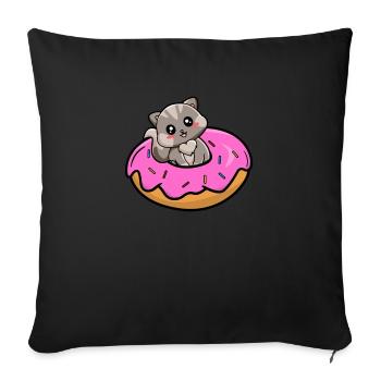 Kitty sitting inside a donut - Gray Tabby Cat - Sofa pillowcase 17,3'' x 17,3'' (45 x 45 cm) - black - Front