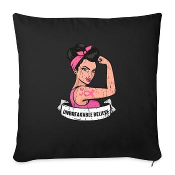 Breast Cancer Survivor Unbreakable Strong Woman - - Sofa pillowcase 17,3'' x 17,3'' (45 x 45 cm) - black - Front