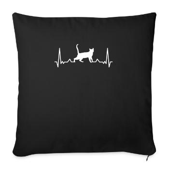 Heartbeat with a cat - Orange Tabby Gray Tabby - Sofa pillowcase 17,3'' x 17,3'' (45 x 45 cm) - black - Front