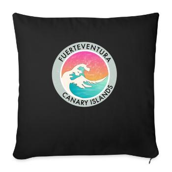 Fuerteventura Canary Islands waves retro vintage - Sofa pillowcase 17,3'' x 17,3'' (45 x 45 cm) - black - Front
