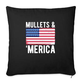 Mullets & Merica Shirt Geschenk USA Flagge - Sofakissenbezug 45 x 45 cm - Schwarz - Vorne