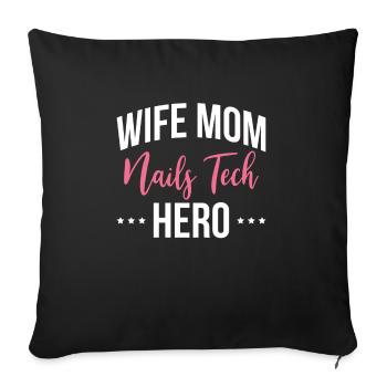 Femme Maman Nail Tech Hero Chemise Cadeau - Housse de coussin décorative 45 x 45 cm - noir - Devant