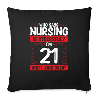 21 Anniversaire Infirmières 21 ans Infirmière pour le travail - Housse de coussin décorative 45 x 45 cm - noir - Devant