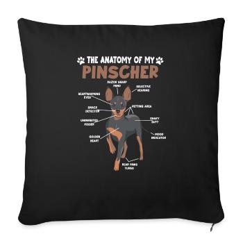 Hirschpinscher Anatomie Drôle Chien Propriétaire Chien - Housse de coussin décorative 45 x 45 cm - noir - Devant