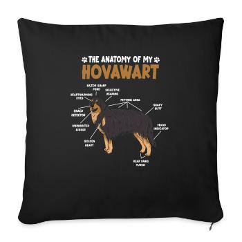 Hovawart Anatomie Drôle Chien Propriétaire Promenade H - Housse de coussin décorative 45 x 45 cm - noir - Devant