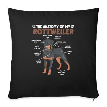 Rottweiler Anatomie Drôle Chien Propriétaire Promenade - Housse de coussin décorative 45 x 45 cm - noir - Devant