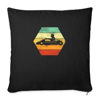 Kart Go-Kart Racing Go-Kart Kart Driver - Housse de coussin décorative 45 x 45 cm - noir - Devant
