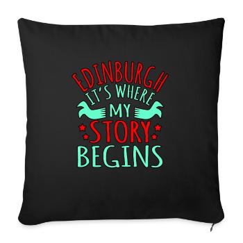 Edinburgh Story geschenk - Sofakissenbezug 45 x 45 cm - Schwarz - Vorne