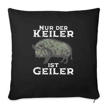 Geiler Keiler Wildschwein Jäger Tshirt - Sofakissenbezug 45 x 45 cm - Schwarz - Vorne