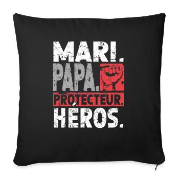Mari Papa Protecteur Héros Fête Des - Housse de coussin décorative 45 x 45 cm - noir - Devant