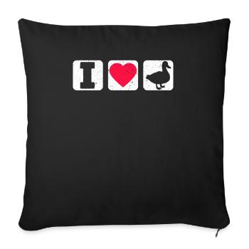 J’aime les canards Canetons Canard Amoureux Oiseau Oiseau - Housse de coussin décorative 45 x 45 cm - noir - Devant
