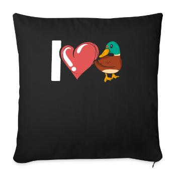 J’aime les canards Canetons Canard Amoureux Oiseau Oiseau - Housse de coussin décorative 45 x 45 cm - noir - Devant