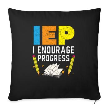 IEP I Encourage Progess SPED Enseignant Autisme - Housse de coussin décorative 45 x 45 cm - noir - Devant