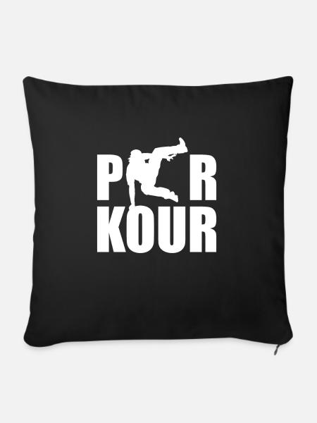 Parkour Shirt Geschenk - Sofakissenbezug 45 x 45 cm - Schwarz