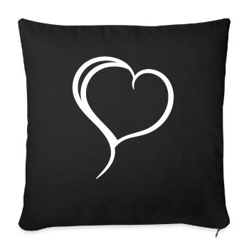 Coeur blanc uni - Housse de coussin décorative 45 x 45 cm - noir - Devant
