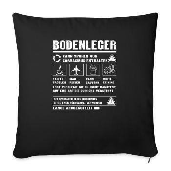 BODENLEGER Spruch Beruf Sarkasmus Lustig Humor - Sofakissenbezug 45 x 45 cm - Schwarz - Vorne