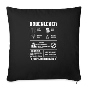 BODENLEGER Spruch Beruf Sarkasmus Lustig Humor - Sofakissenbezug 45 x 45 cm - Schwarz - Vorne