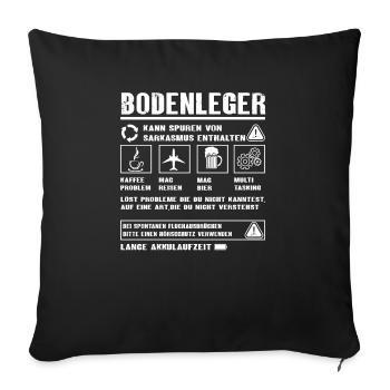 BODENLEGER Spruch Beruf Sarkasmus Lustig Humor - Sofakissenbezug 45 x 45 cm - Schwarz - Vorne