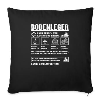 BODENLEGER Spruch Beruf Sarkasmus Lustig Humor - Sofakissenbezug 45 x 45 cm - Schwarz - Vorne