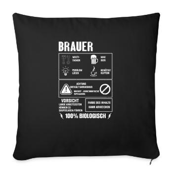 BRAUER Spruch Beruf Sarkasmus Lustig Humor - Sofakissenbezug 45 x 45 cm - Schwarz - Vorne