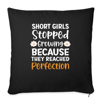 Les filles courtes ont cessé de grandir Blagues drôles Humour - Housse de coussin décorative 45 x 45 cm - noir - Devant