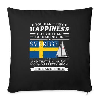 Suède voile Sverige Ostsee Schäre Idée cadeau - Housse de coussin décorative 45 x 45 cm - noir - Devant