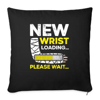 Nouveau chargement du poignet Récupération de blessure à la main cassée - Housse de coussin décorative 45 x 45 cm - noir - Devant