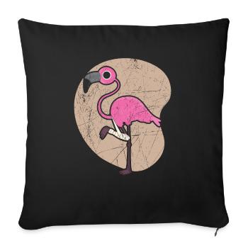 Blessé Flamant Rose Jambe Cassée Blessure Récupération - Housse de coussin décorative 45 x 45 cm - noir - Devant