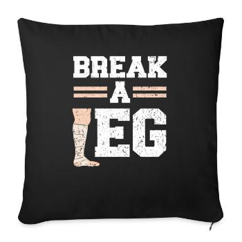 Fracture d’une jambe jambe cassée Récupération de blessure - Housse de coussin décorative 45 x 45 cm - noir - Devant